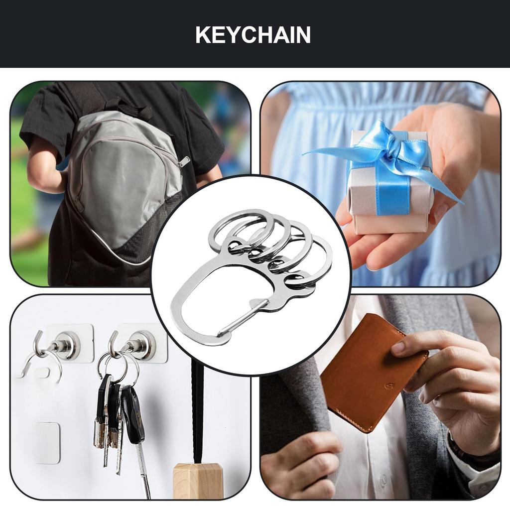 Stainless Steel Key Chain, Keychain Quick Release, Stainless Steel Keychain Carabiner with Multiple Rings
