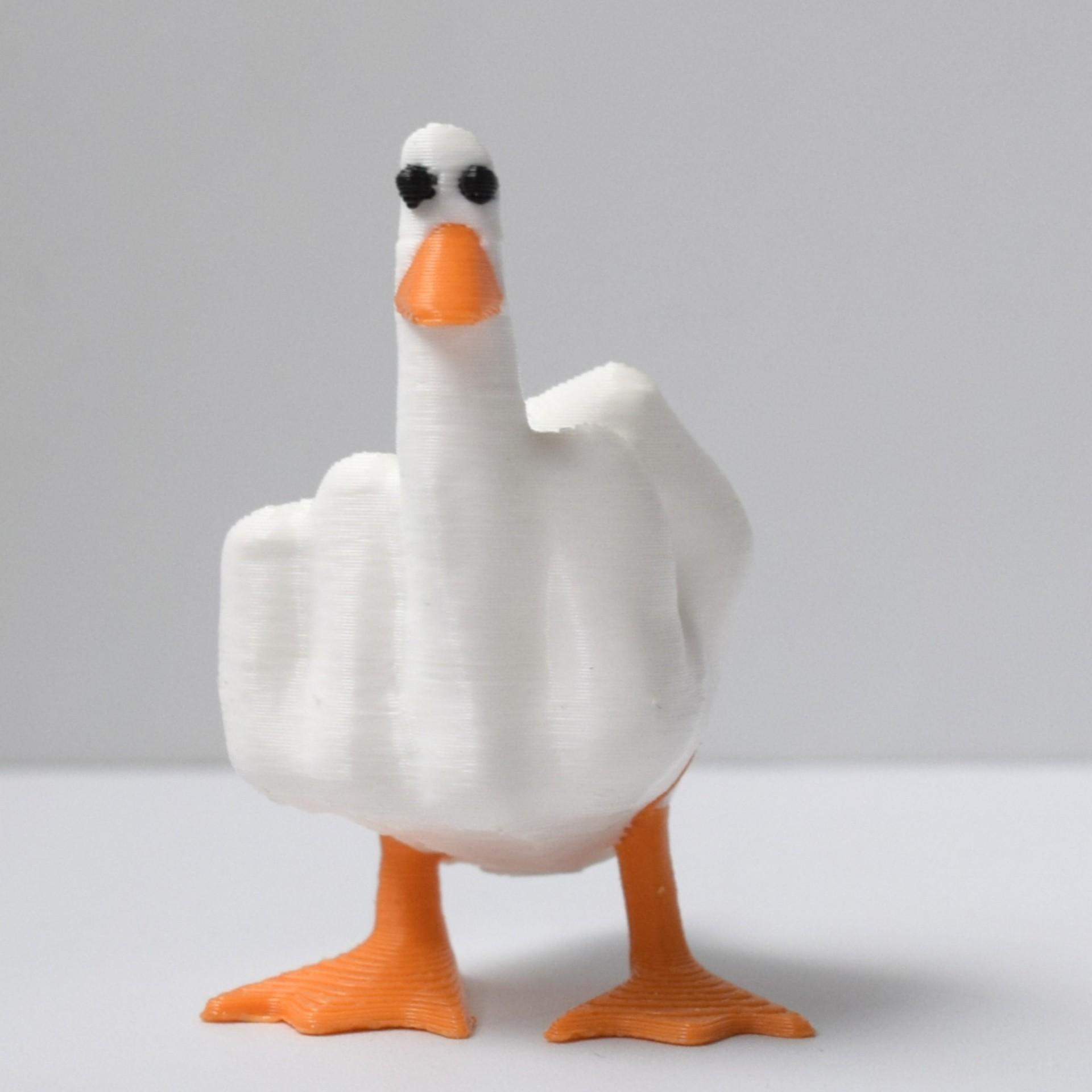 

New White Duck Funny Middle Finger Ducks Home Decoration Statue 3D Printing Toys Garden Courtyard And Micro Landscape Figurines 5.5CM