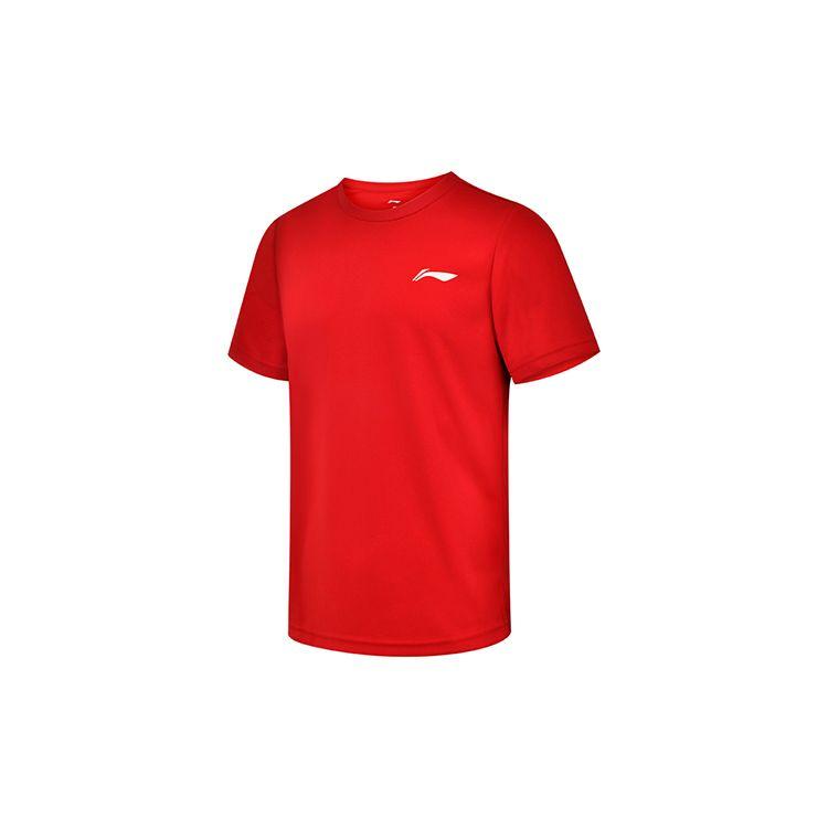 Li Ning Badminton Series Logo Print Crew Neck Short Sleeve T-Shirt Unisex Tops Red AHST347-5