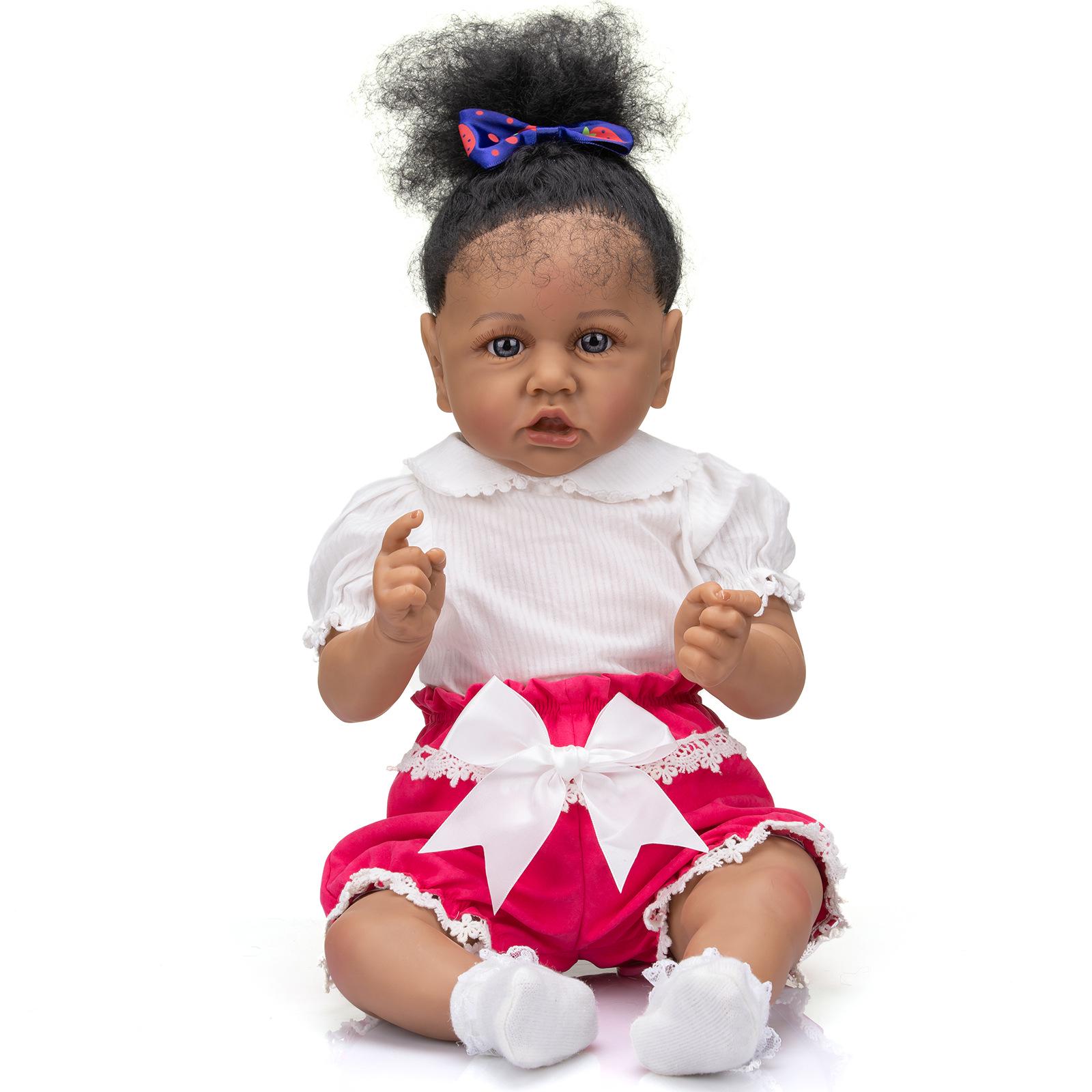 22-Inch Reborn Saskia Lifelike Baby Doll - Black Baby 55 cm