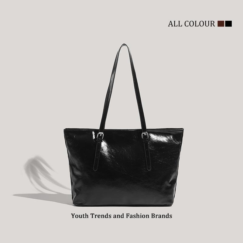 Niche High-end Sense Retro Large-capacity Commuting Versatile Tote Bag Underarm Bag Simple Zipper Single Shoulder Big Bag Women