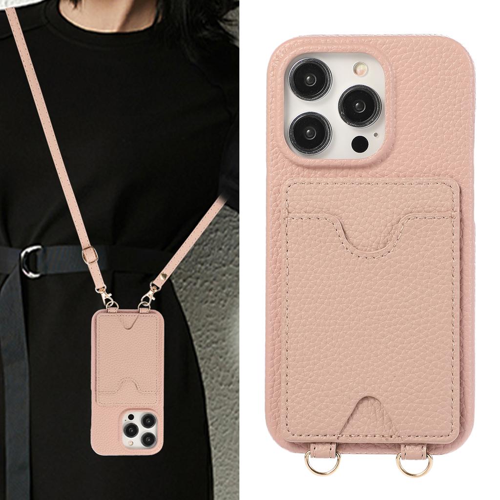 Long Lanyard Vertical Cards Solt Leather Wallet Case For iPhone 15 Pro Max 14 Plus 13 Mini 12 11 7 SE 2022 Crossbody Skin Cover