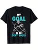 Men'S Short-Sleeve Round Neck T-Shirt with The Slogan  My Goal Is To Stop Your Attack  Featuring a H