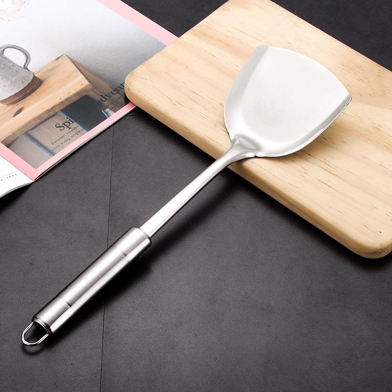 Stainless Steel Kitchen Utensil Set - Frying Spatula, Wok Spatula, Soup Ladle, Slotted Spoon.