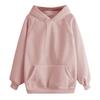 Autumn and Winter Women's Casual Solid Color Hooded Pocket Long Sleeve Pullover Sweatshirt  Loose and Plush Thick Long Sleeved Top