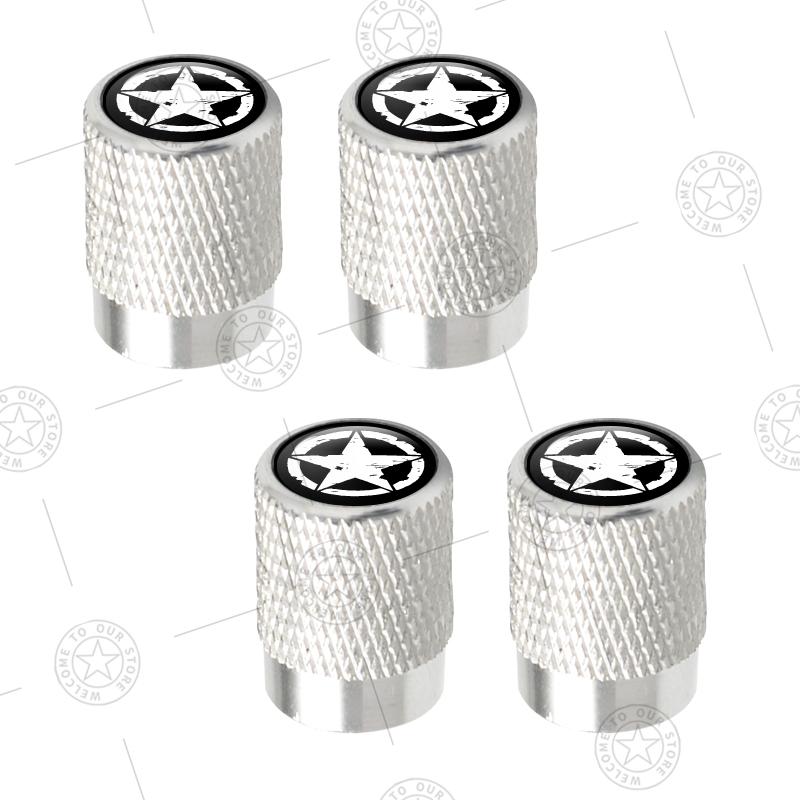 4pcs Five-Pointed Star Logo Car Wheel Tire Valve Caps Air Stem Aluminum Accessories For Jeep Wrangler Sahara Cherokee Ford F150 AMR1