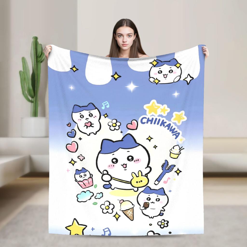 Cute Momonga C-Chiikawa Cartoon  Blankets Flannel Print  Multi-function Ultra-Soft Throw Blanket for Home Bedroom Rug Piece