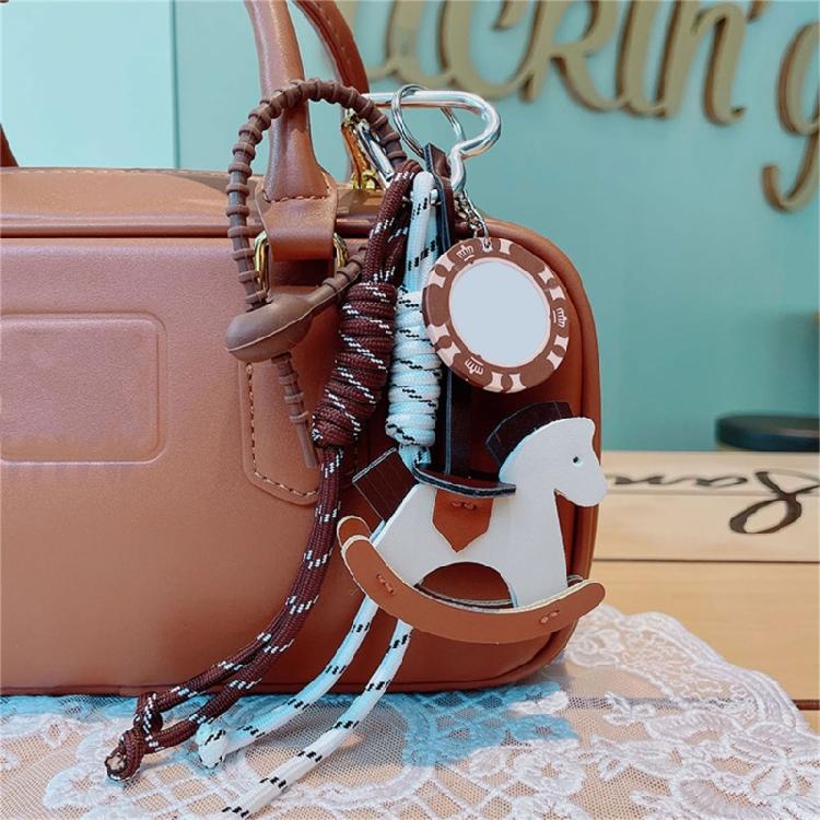 Stylish Leather Horse Pendant Keychain Braided Rope Bag Charm Keychain Bags Decoration For Phone And Bag Use