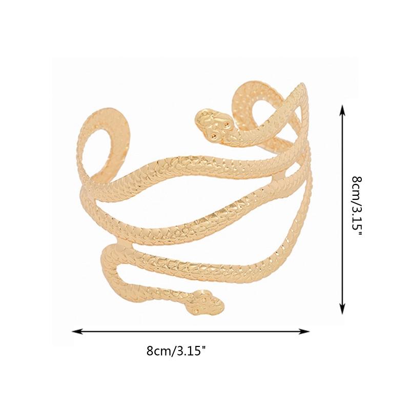 Retro Greek Roman Open Ended Snake Shape Bracelet Armband Upper Arm Cuff Armlet Festival Bridal Bikini Dance Jewelry