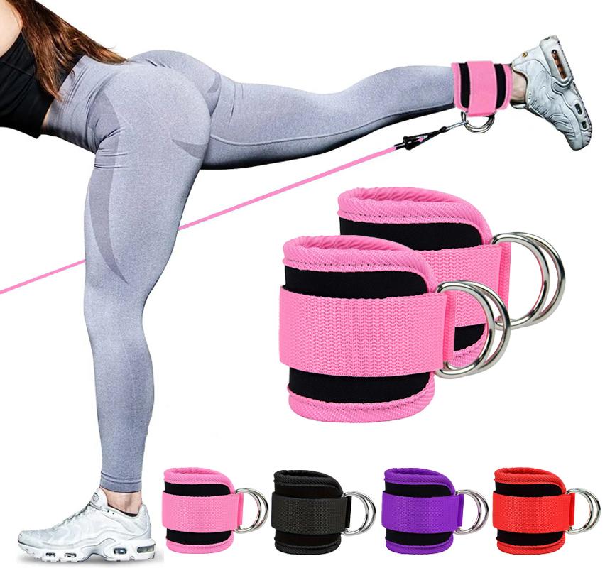 Double D Ring Ankle Cuffs Heavy Duty Straps For Glutes Legs Abs Workouts Strength Training Gym Equipment