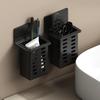 3pcs Free Installation Plastic Wall Mounted Drainage Storage Rack Toothbrush Holder Cosmetics Storage Box