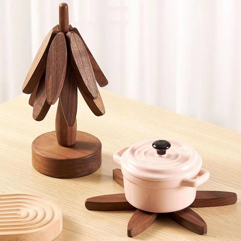 Heat Resistant Wood Trivet Mats Multipurpose Pots Holder and Coasters Hot Dishes Placemats Set Home Table Decoration