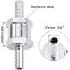 EVIL ENERGY 3/8" 8mm Jednosmerný spätný ventil pre palivové potrubie Olej Benzín Nafta Hliník Strieborný Balenie 2 ks