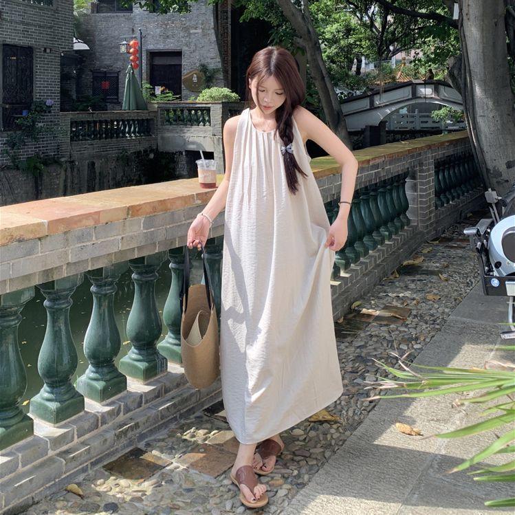 French Loose and Thin Casual French Temperament Dress Gentle Wind Solid Color Korean Version Summer New Sleeveless Skirt