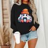 Women's Casual Fashion Round Neck Long Sleeve Halloween Printed Sweatshirt