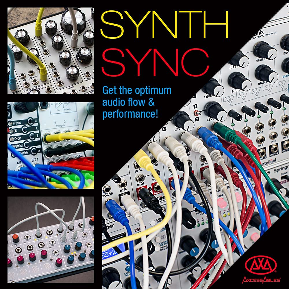AxcessAbles TS To TS Unbalanced Mono Patch Cable Modular Synth Cord TS Audio Cable Eurorack Synthesizer Multicolor TS AUX Cord 6 Pack 1/8" (3.5mm)
