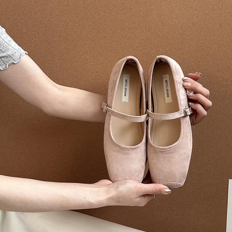 Retro Suede Square Head with Mary Jane Shoes, Summer Fashion Outer Wear Casual Versatile Inner Height Increase Doudou Single Shoes