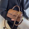 Olive Green PU Leather Patchwork Handbag For Women Flip Cover Crossbody Bag With Top Handle Casual Daily Shoulder Bag