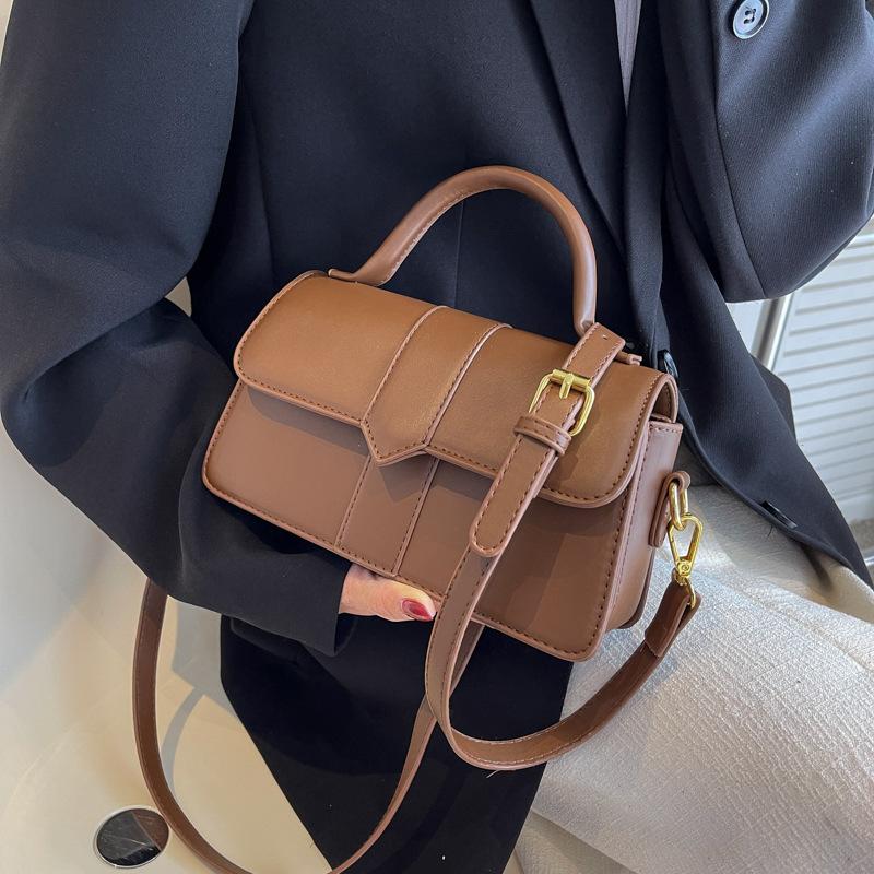 Olive Green PU Leather Patchwork Handbag For Women Flip Cover Crossbody Bag With Top Handle Casual Daily Shoulder Bag