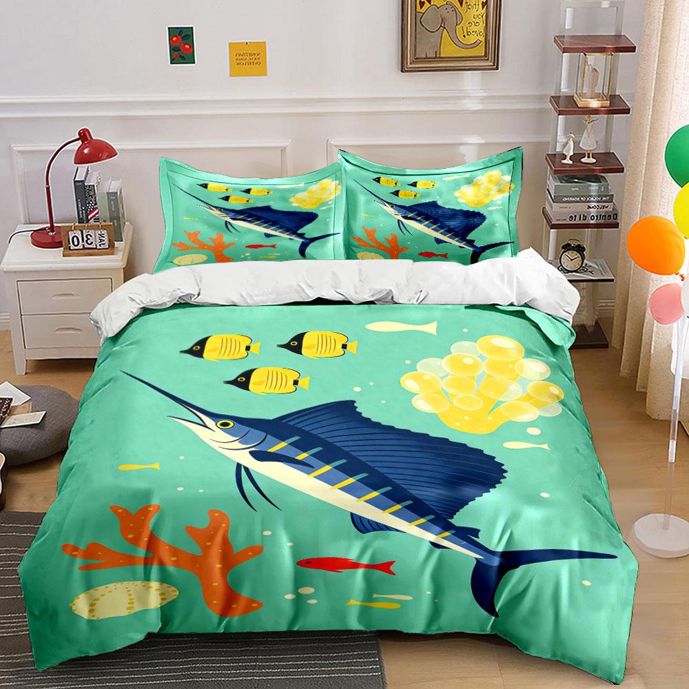 Fish and coral design. Bedding sets Duvet cover sets Duvet covers Pillowcases(1* Duvet Cover 2* Pillowcases without duvet insert)