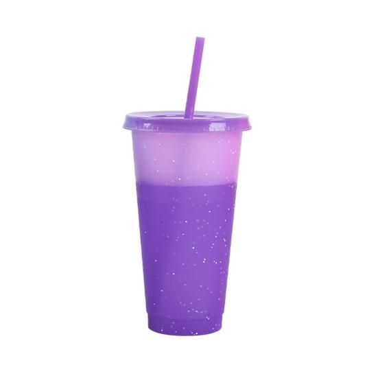 720ML Water Bottle Temperature Sensor Food Grade PP DIY Craft Color Changing Straw Water Tumbler