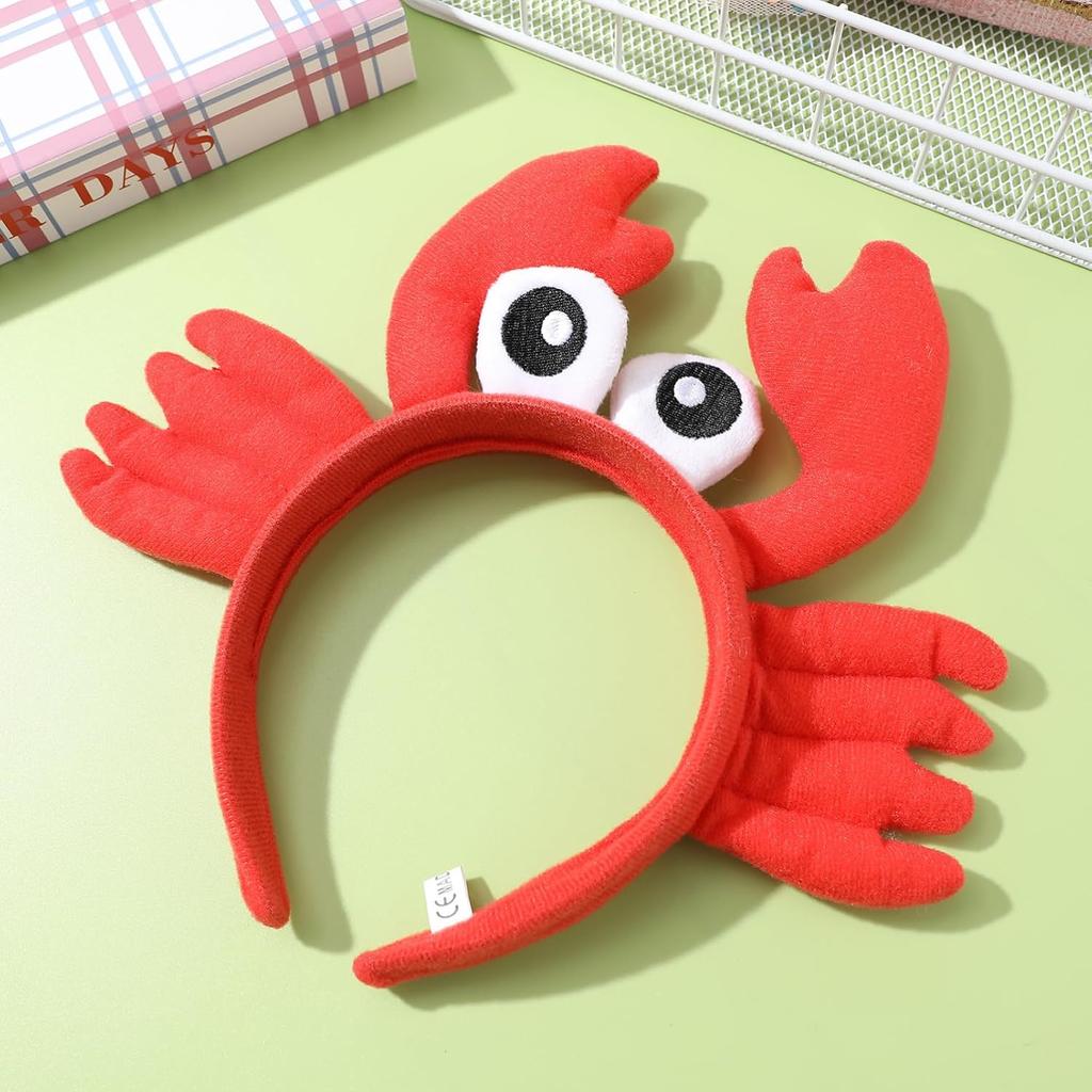 Kisangel Red Crab Headband Plush Eye Crab Hair Hoop Adorable Cosplay Headwear for Cartoon Funny Favors Supplies