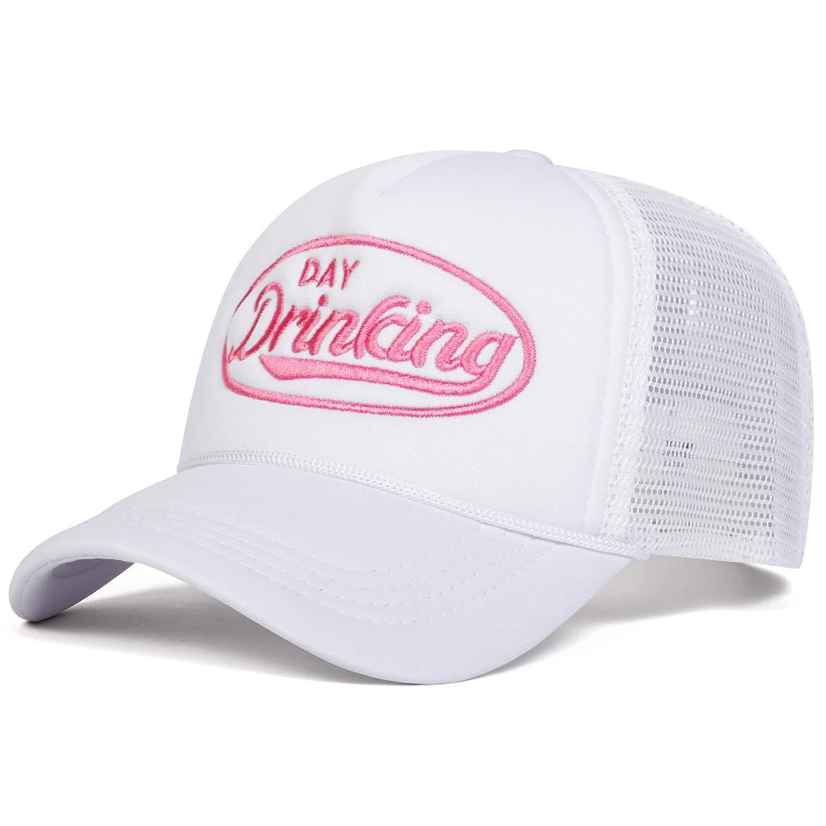 

Unisex Day Drinking Letter Embroidery Baseball Net Caps Outdoor Adjustable Spring And Summer Casual Sunscreen Hat