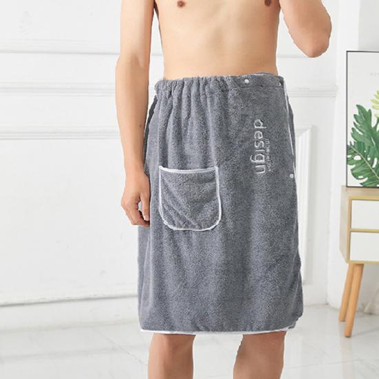 Men Bath Towel Absorbent Quick Dry Bath Wrap Towel with Secure Buckle And Pocket for Gym Spa Sauna Shower