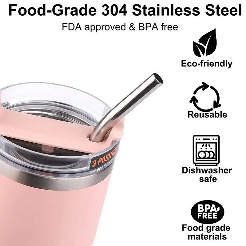 4Pcs Reusable Metal Straws Set With Cleaner Brush 304 Stainless Steel Drinking Straw Milk Drinkware Bar Accessories