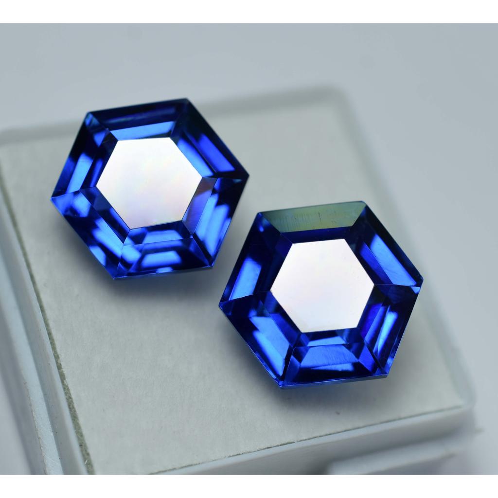 NATURAL Blue Tanzanite 18.65 Ct Fancy Cut Loose Gemstone Pair