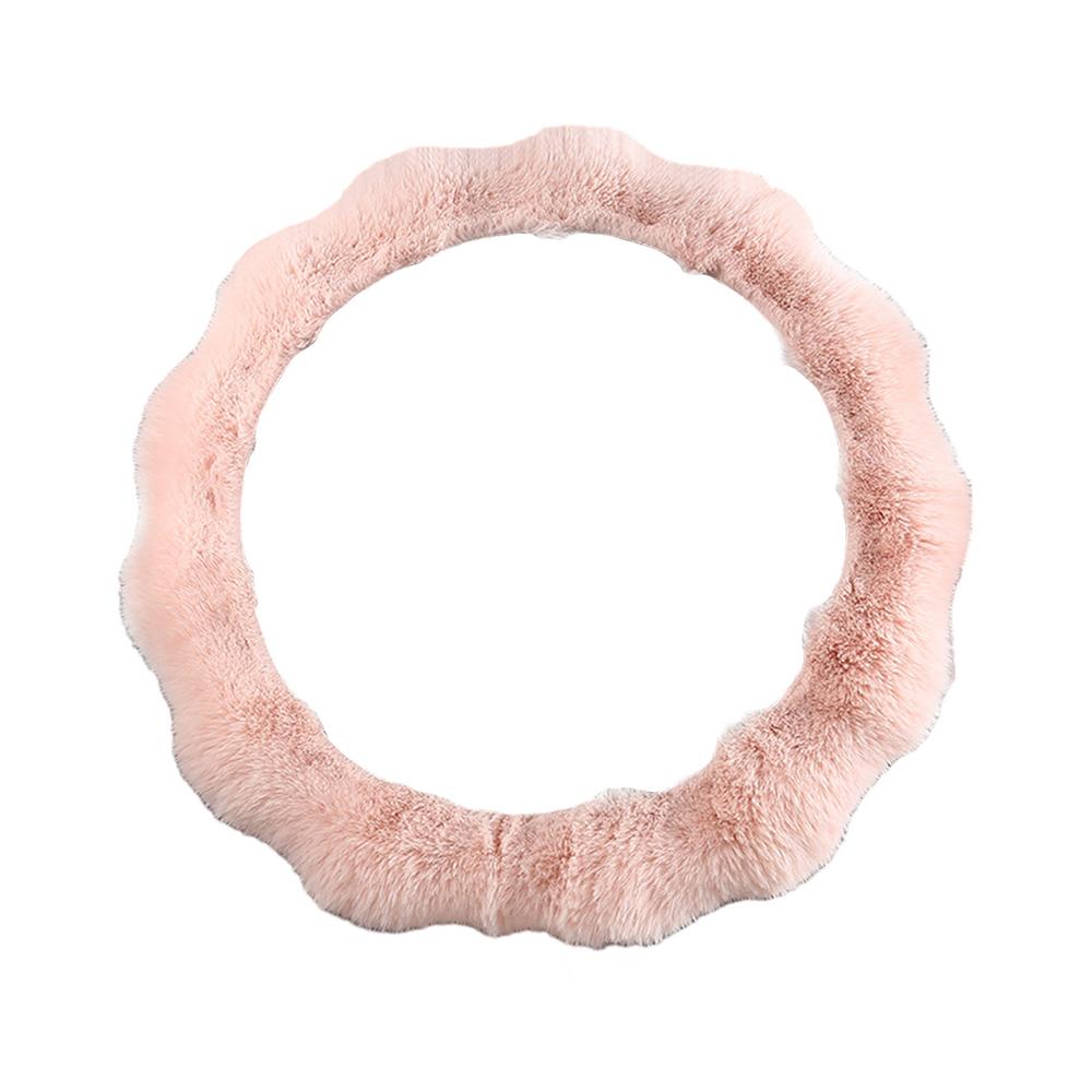 

Зимний чехол на руль, чехол на ручку автомобиля, противоскользящий, роскошный, пушистый, с внутренним кольцом, модный, пушистый руль светло-розовый