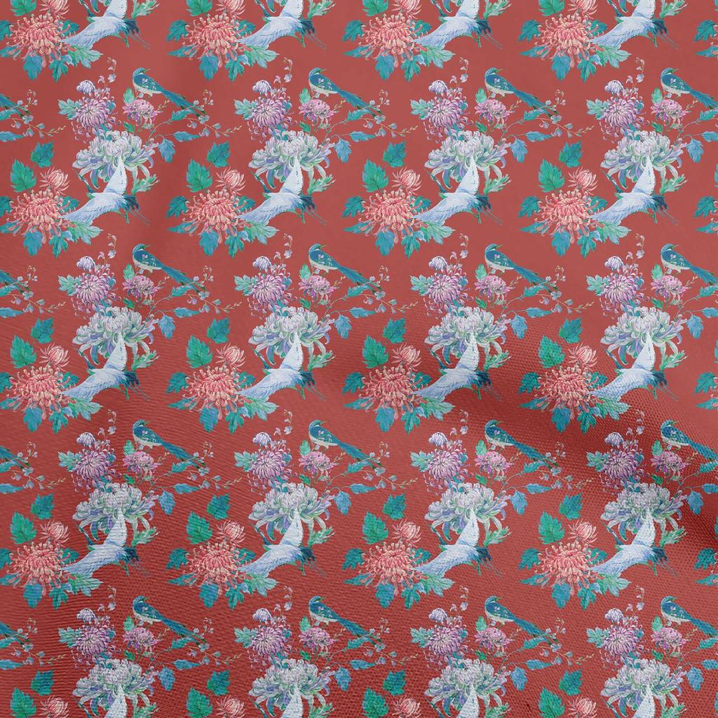 oneOone Cotton Flex Dark Blue Fabric Asian Japanese Floral Craft Projects Decor Fabric Printed By The Yard 40 Inch