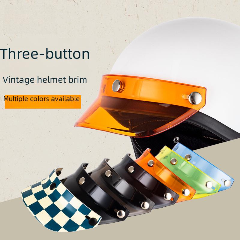 

Retro Three-Button Motorcycle Helmet with Sunshade Brim