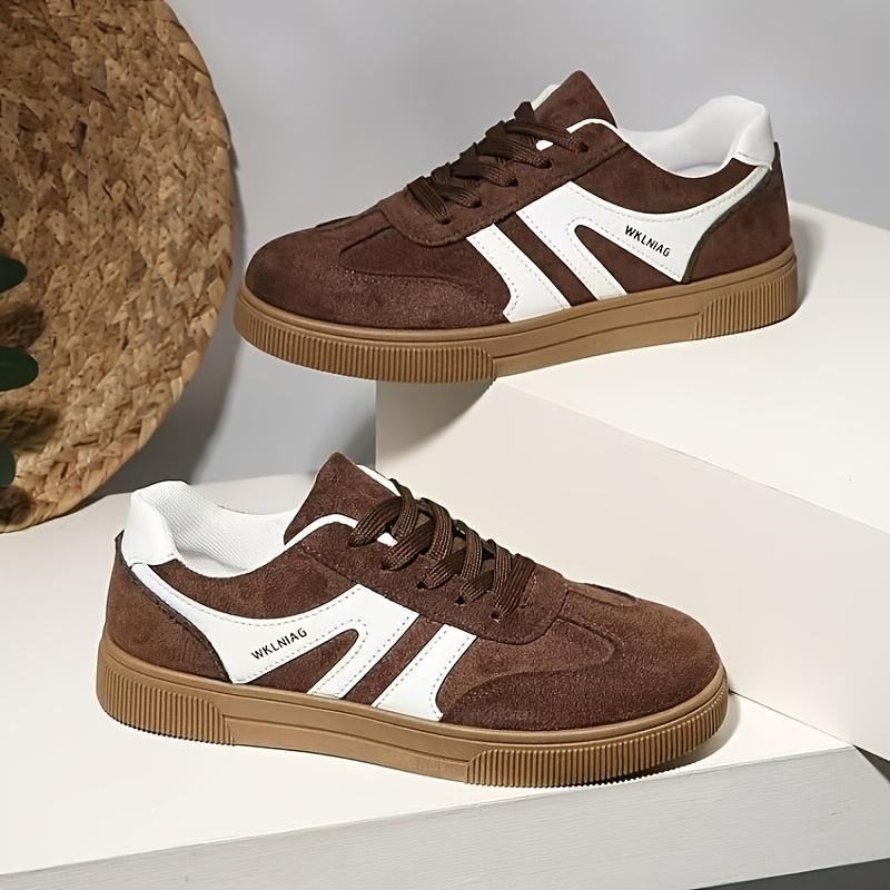 Damen Vintage Low-Top Sneaker - Schnürung Runde Spitze Bequem für Freizeit & Sportliche Outfits, Strapazierfähige Gummisohle für Outfits, Damenschuhe