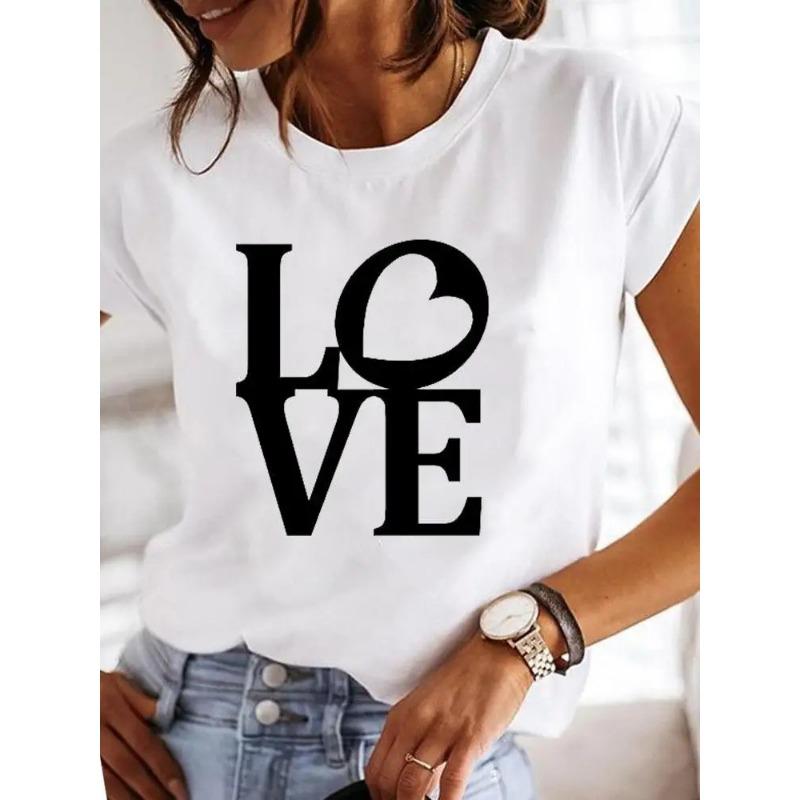 Short Sleeve Crew Neck Relax Print T-Shirt, Casual Women's Clothing for Spring & Summer