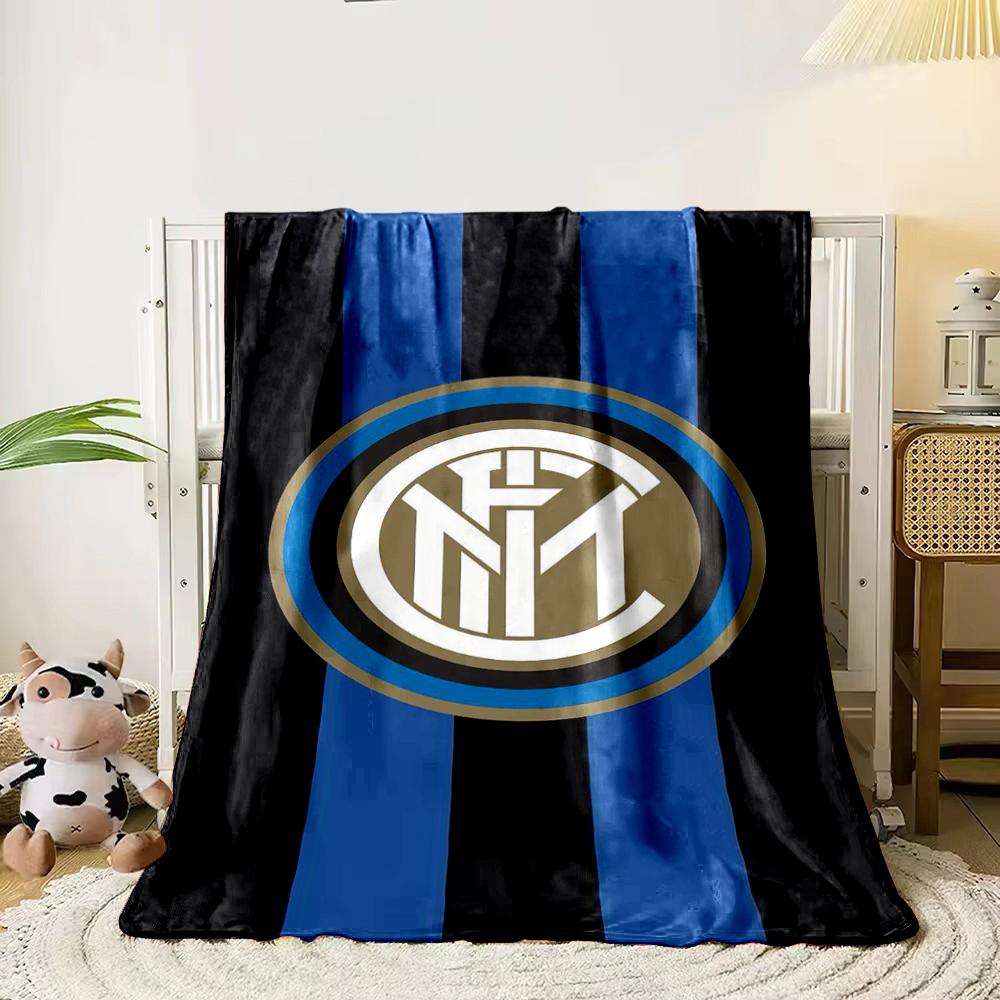 Inter Milan Logo Design in Blue & Black Flannel blanket for bedroom living room sofa and nap