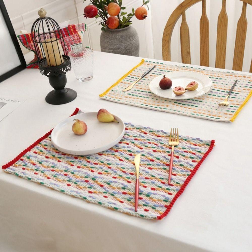 

Elegant Dinner Mat colorful Table Napkin Creative Heat Insulation Pad Kitchen Style C