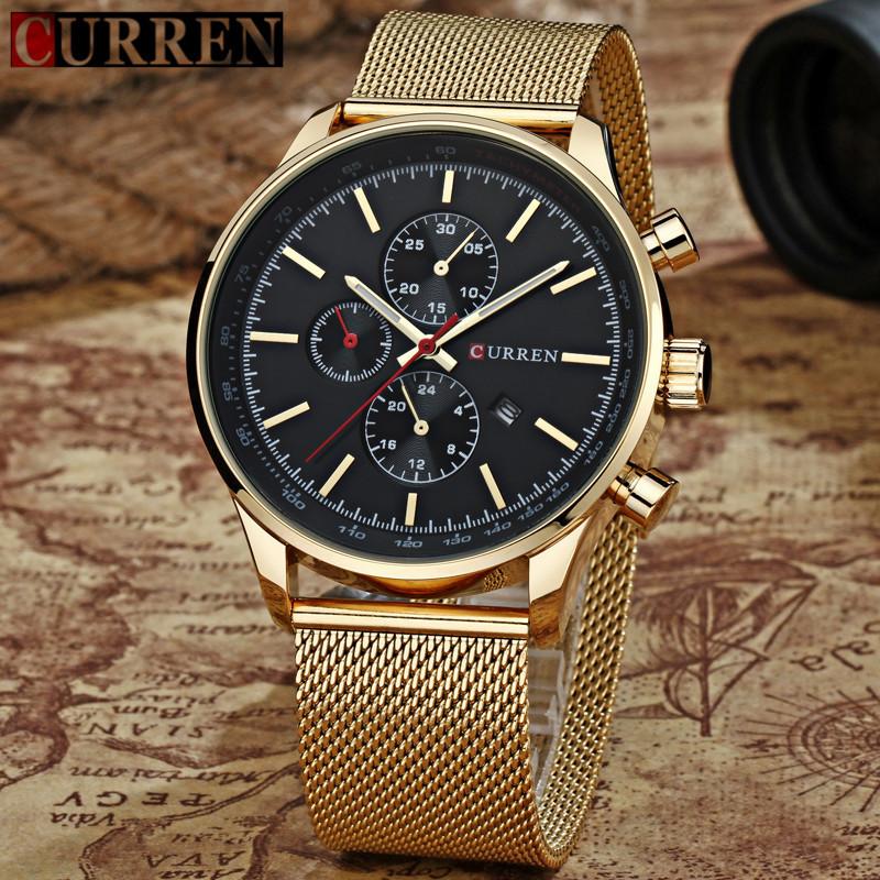 CURREN New Men's Watch Men's Watch Stainless Steel Mesh Calendar Watch