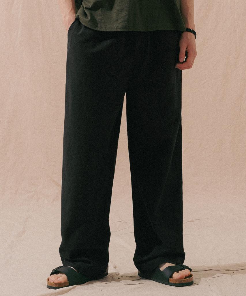 PERSTEP Cool Mix Linen-Like Straight Fit Long Pants Black Khlp4702