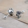 S925 Silver Retro Men's and Women's Crown Skull Creative Design Earrings