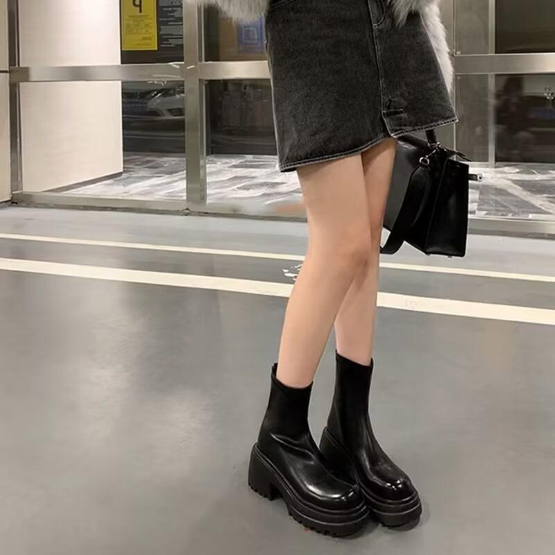 

Весна и осень, хит продаж, женская обувь, высокое качество, однотонные, с круглым носком, на низком каблуке, короткие женские модные ботинки 38