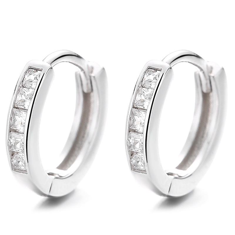 925 Sterling Silver Diamond Hoop Earrings for Women - Summer 2022, Minimalist & Versatile Style, Personalized Temperament Earrings