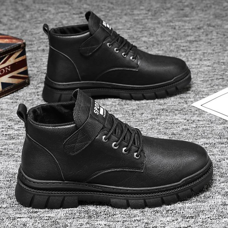 Autumn Retro Martin Boots Men's Shoes Summer New British High-top Lace-up Casual Fashion Tooling Leather Shoes Outside
