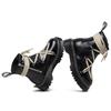 Double line high top cross strap Martin boots women's personality short boots side zipper leather boots round head locomotive shoes