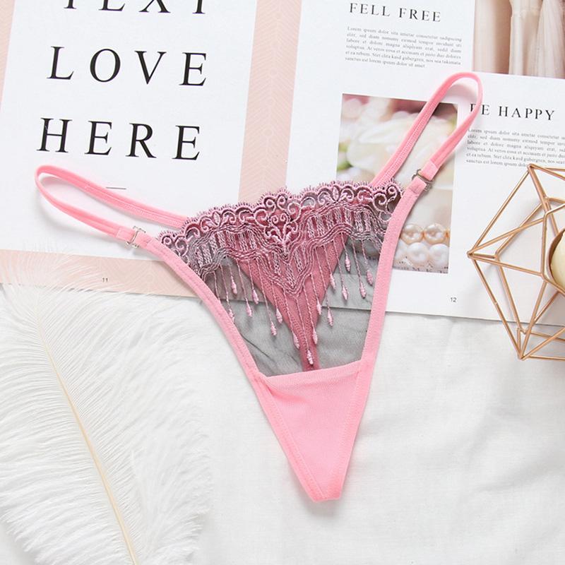 Sexy Floral Tanga Damen Höschen bestickt Mesh Garn Perspektive Frauen Unterwäsche T-Back G-String K74