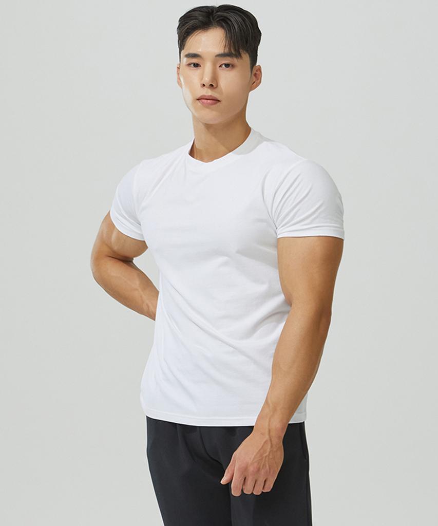 Beullaegmonseuteopis [2Pack] Plain Muscle Fit Modal Short Sleeve T-Shirt (4Color) (C Type)