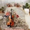 Violin Score Rose 3D Printed Bedding Set Pillowcase Classical Music Art Retro Style Quilt Cover Home Textiles Duvet Cover Set