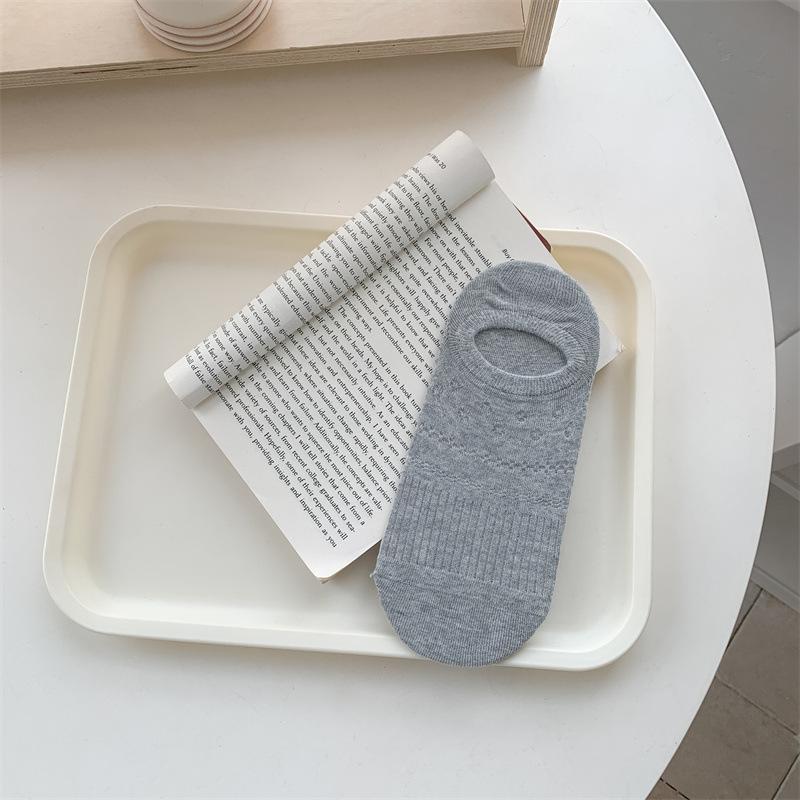 Summer Lightweight Cotton-bottom Anti-slip Women's Invisible Non-rigid Open-weave Breathable Shallow-mouth Silicone Style