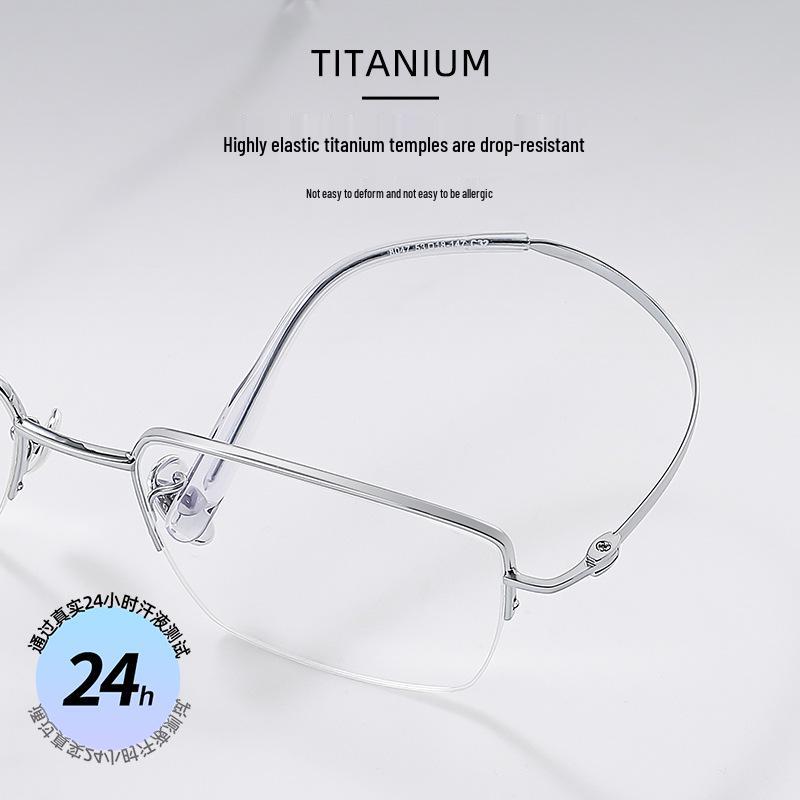 Danyang Men's Half-Frame Myopia Glasses, Memory Titanium Business Eyebrow Line, Model 8047.