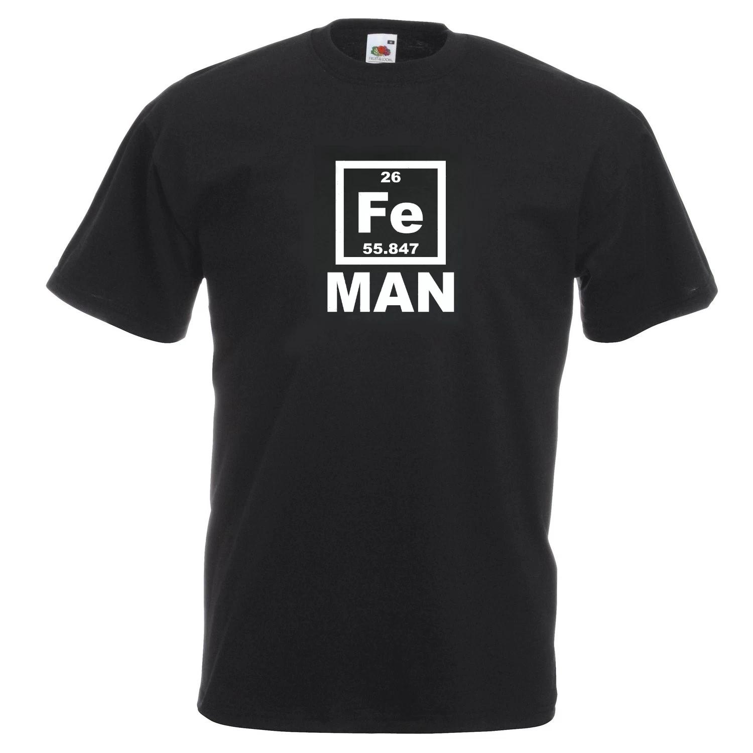 Fe IRON MAN - FUNNY SCIENTIFIC NERDY SLOGAN Mens T-Shirt S
